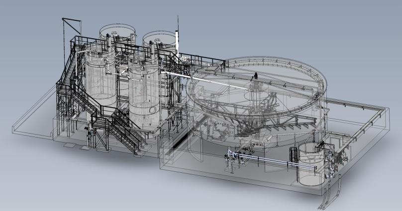 3D view of an industrial effluent treatment plant.